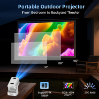 Mini projecteur portable T2 HIFI Android 14 2+16G 720P 200 ANSI 12000 mAh longue autonomie WIFI6 pour camping en extérieur et voyage – Cinéma de poche
