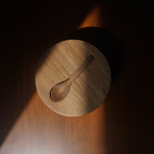 Acacia Wood Double Compartment <b>Spice</b> <b>Jar</b> Flip Top Lid Freshness Preservation Kitchen Use Solid Wood Rotating Container - Product Image 3