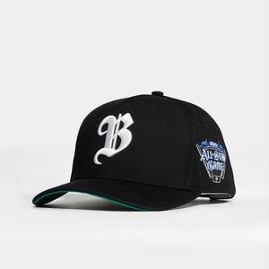 Casquettes brodées 3D noires structurées personnalisées, 5 panneaux, acrylique, snapback - Product Image 2