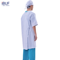 Robe de patient unisexe réutilisable imprimée à manches courtes et col rond avec bonnet chirurgical assorti