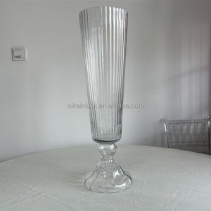 مزهرية زجاجية بقاعدة نيكا للزهور مزهريات كريستالية شفافة للقطع المركزية سرير مضلع لديكور المنزل - Product Image 4