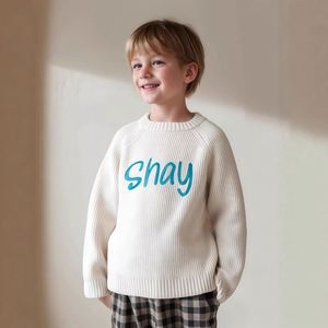 Pull à col rond personnalisé avec le nom du bébé, en coton respirant, sweat-shirt pour enfants, cadeaux personnalisés pour la fête de naissance ou le baptême - Product Image 2