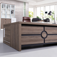Escritorio Ejecutivo Moderno con Gabinete de Almacenamiento, Escritorio de Computadora de Madera para Gerentes