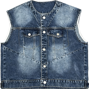Gilet en jean de coton pour garçons, nouvelle collection automne 2026, style décontracté, <span class=keywords><strong>sans</strong></span> manches, court, tendance coréenne, fermeture boutonnée - Product Image 6