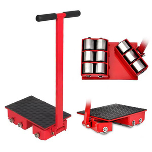 Chariot à main en acier rouge avec 6 roues solides pour la manutention des matériaux en entrepôt - Product Image 1