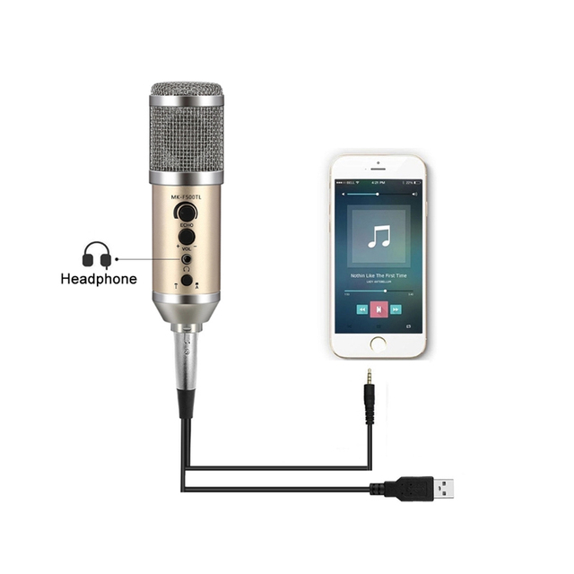 New Design Wired Condenser Microphone for Recording Studio Portable Podcast Equipment for Mobile Android iOS System Phone Metal