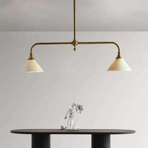 Lampe suspendue industrielle en laiton avec abat-jour en céramique, éclairage décoratif pour la maison, la chambre à coucher, la salle à manger, <span class=keywords><strong>Piaf</strong></span>, grande lampe linéaire suspendue - Product Image 4