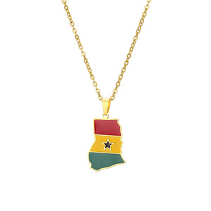 Collares <span class=keywords><strong>de</strong></span> Joyería <span class=keywords><strong>de</strong></span> Moda <span class=keywords><strong>de</strong></span> Acero Inoxidable Impermeables con <span class=keywords><strong>Mapa</strong></span> Nacional <span class=keywords><strong>de</strong></span> <span class=keywords><strong>Ghana</strong></span>, África Occidental, y Banderas, Venta al por Mayor para Mujeres y Hombres - Product Image 3
