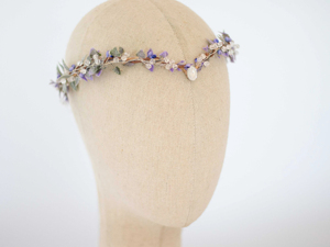 تاج زفاف فاخر مصنوع يدويًا من نيانكان للنساء، تاج زهري بلون اللافندر، تاج كريستالي على شكل عصابة رأس للعرائس - Product Image 6