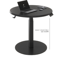 NOUVEAU Bureau d'ordinateur ergonomique moderne à une jambe en acier inoxydable noir, réglable en hauteur sur 3 niveaux, garantie 3 ans