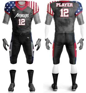 Ensemble d'uniformes de football américain OEM, nom de l'équipe, respirant, séchage rapide, anti-UV, taille plus, unisexe, jersey en polyester et élasthanne, maille - Product Image 1