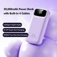 Batteries externes haute capacité 20000mAh, charge rapide 22.5W PD 20W, 4 câbles intégrés, sortie USB-C, batterie externe avec écran LED
