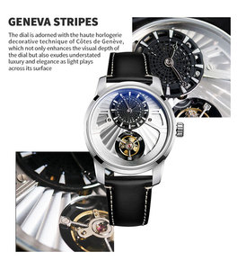 High-end Mechanical Private Brand <b>Watch</b> <b>Automatic</b> Balance Wheel Off Center Black Dial Crystal Bezel 43mm wristwatch for men - Product Image 3