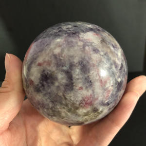 Großhandel natürliche Lepidolith Kugel <span class=keywords><strong>Pegmatit</strong></span> Kristalle Heilung mit rosa Turmalin Ball als Souvenir - Product Image 5