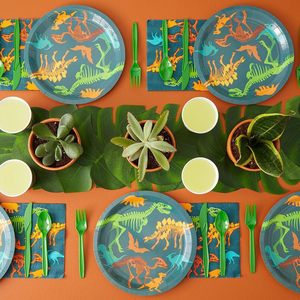 DAMAI - Juego de Vajilla Desechable con Diseño de Dinosaurios, Platos, Servilletas y Vasos de Papel para Fiestas Temáticas de Dinosaurios, Artículos para Fiestas de Cumpleaños - Product Image 1