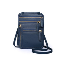 Pochette de cou en PU anti-RFID pour voyage, passeport, billet, anti-radiation, porte-cartes de téléphone