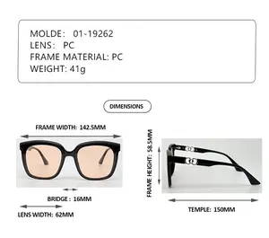 Grosir kacamata hitam persegi panjang merek terkenal bulat PC mewah kacamata Fashion kebesaran untuk liburan
