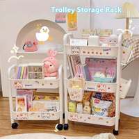 Chariot à roulettes en plastique, étagère de rangement portable à 4 niveaux pour salle de bain, salon, sol, chariot domestique mobile polyvalent