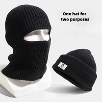 Gorros de Invierno 2 en 1 con Máscara, Gorros de Punto Cálidos, Pasamontañas Cortavientos, Gorro de Esquí Sólido de Cara Completa, Gorra Táctica para Ciclismo con Orejeras
