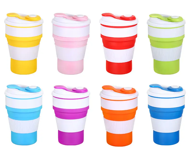 Portable 400 ML Travel Drinking Coffee Cup Retractable Folding Silicone Collapsible Coffee Cup