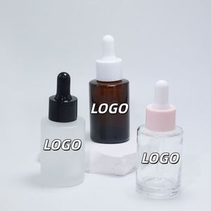 New 30ml Round Glass Transparent Frosted Flat Shoulder Dropper <b>Bottle</b> - Product Image 1