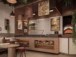 Service de design d'intérieur moderne sur mesure pour café en bois, aménagement écologique et vitrine d'exposition à LED - Product Image 1