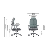 Chaise de bureau ergonomique pivotante moderne avec soutien lombaire, dossier en maille, appui-tête réglable en hauteur, structure en alliage d'aluminium, pour atelier et bureau à domicile