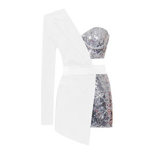 Tuta Intera da <span class=keywords><strong>Donna</strong></span> con Paillettes e Patchwork, Monospalla, per l'Estate - Product Image 6