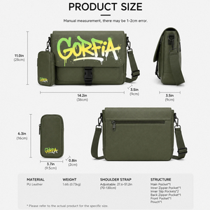 Large Capacity Patterned <b>Men</b> Shoulder Bag 2-in-1 Detachable <b>Pouch</b> Custom Logo Designer Forest Green Messenger Bag set - Product Image 2