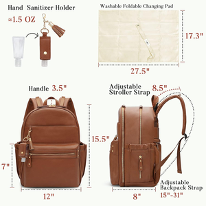 Bolsa de Pañales de Piel Sintética al por Mayor, <span class=keywords><strong>Mochila</strong></span> con Cambiador, Correas para Cochecito, Estuche para Chupetes, Resistente al Agua, Unisex, Bolsa de Viaje para Bebé - Product Image 2