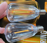 Ampoules à filament pour guirlande lumineuse de jardin, en plastique incassable, ST38 1W, culot E12, dimmable, angle de faisceau 360°, étanche, AC/DC/solaire