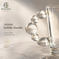Pot en verre cylindrique ambré irisé de 350 ml avec poignée perlée, sérigraphié, écologique, recyclable, sûr pour les aliments, pour le stockage de bougies et de miel