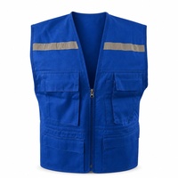 Gilet de sécurité réfléchissant haute visibilité en coton de haute qualité, multi-poches, avec fermeture éclair, pour la construction, la sécurité routière nocturne et le cyclisme