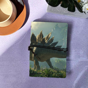 Bloc de notas A6, regalo de Acción de Gracias para cuñado para registrar parrilla y recetas de barbacoa, Stegosaurus en patrón de paisaje prehistórico en - Product Image 1