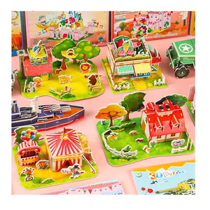 Cheap DIY 3D Puzzle Colored 3D Animal Bomber House Cat Puzzle EPS Paper Cardboard Craft DIY Educational Toys Gift For Kids