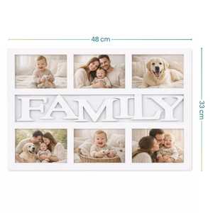 Cadre photo mural blanc avec inscription familiale pour 6 photos 10x15 cm, cadres en verre - Product Image 2