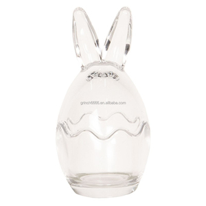 2022 Easter Bunny Glass Jars Bunny Storage Jar with Lid Transparent Glass Round Rabbit Glass Bunny Jar Set