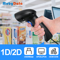 Escáner de Códigos de Barras 2D de Alta Calidad Mobydata HS100, Lector de Códigos QR 1D Portátil con Cable USB para Supermercados, Tiendas y Hospitales