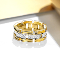 CAOSHI OEM Dainty géométrique chaîne Design deux tons plaqué zircon cubique anneaux pour femmes fiançailles mariage CZ anneaux bijoux