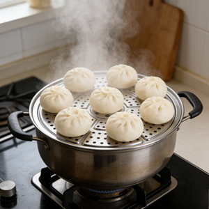 <span class=keywords><strong>Bandeja</strong></span> Redonda de Acero Inoxidable 304 para <span class=keywords><strong>Vaporera</strong></span>, Soporte Duradero para Vaporizar Dumplings y Pan - Product Image 2