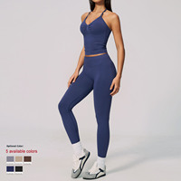 Vêtements de sport pour femmes, haut sans manches à col en V sans couture, tissu respirant, leggings de sport pour femmes, ensembles de vêtements de sport pour femmes