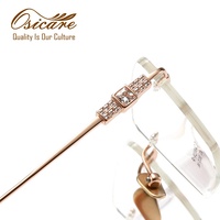Lunettes de luxe pour femmes avec strass et diamants, monture sans cerclage en titane, décorées de pierres de cristal