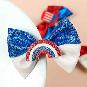 Accessoires pour cheveux du 4 juillet, pinces à cheveux pour enfants, accessoires pour cheveux pour la fête nationale des États-Unis, pinces à cheveux avec nœuds scintillants de couleur contrastée - Product Image 5