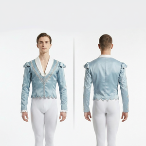 Men's Ballet Tunic Long Sleeve Stage Performance Jacket Custom Tailored Dance Top Satin Male Ballet Prince Jacket for <b>Nutcracker</b> - Product Image 1