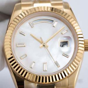 Montre pour homme personnalisée en or avec cadran blanc de 40 mm, verre saphir, calendrier perpétuel, aiguille, bracelet de 22 mm, mouvement mécanique automatique - Product Image 5