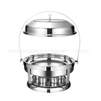 Plat de service doré avec couvercle suspendu, brûleur à alcool, chauffe-plats de buffet, rond en acier inoxydable, pour traiteur et événements, vente en gros