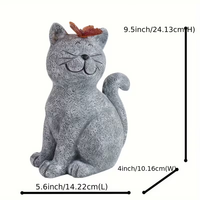 Statue en résine de chat souriant et de fleur, peinte à la main, décoration d'intérieur pour l'espace de vie