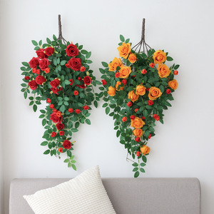 Guirlandes de roses artificielles Hua Qianyun, fleurs en soie à suspendre, décoration murale, plantes vertes suspendues, fleurs pour la décoration de la maison - Product Image 1