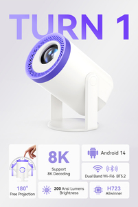 JUNUO Turn 1 Hot Selling Mini Projector 200Ansi 720P 1+8GB Newest Android 14 with BT Portable Projector for Home Use - Product Image 2