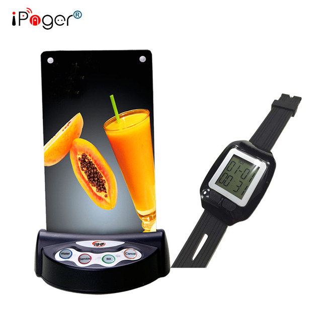 Coffee Restaurant Smart Watch With Buzzer Menu Holder Waiter Calling System
